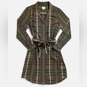Bridge & Burn Emery Shirt Dress in Olive Stripe